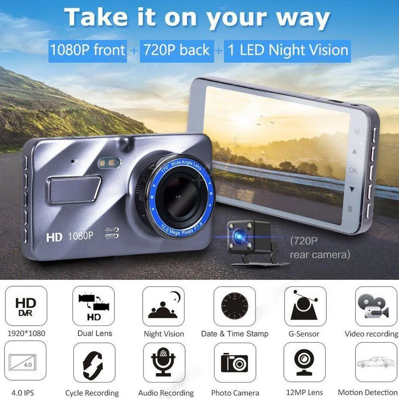 4 inch Originele HD 1080P 170 Degrees in Car DVR Dual Lens Sprint Cam Dash Camera Black Night Vision G sensor LCD Multilingual
4 inch Originele HD 1080P 170 Degrees in Car DVR Dual Lens Sprint Cam Dash Camera Black Night Vision G sensor LCD Multilingual
