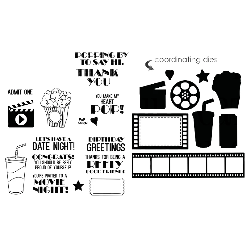 Naifumodo Cinema Film Stamps and Dies for Scrapbooking Popcorn Cola for Card Making Metal Cutting Dies Clear Stamp New 2019
Naifumodo Cinema Film Stamps and Dies for Scrapbooking Popcorn Cola for Card Making Metal Cutting Dies Clear Stamp New 2019