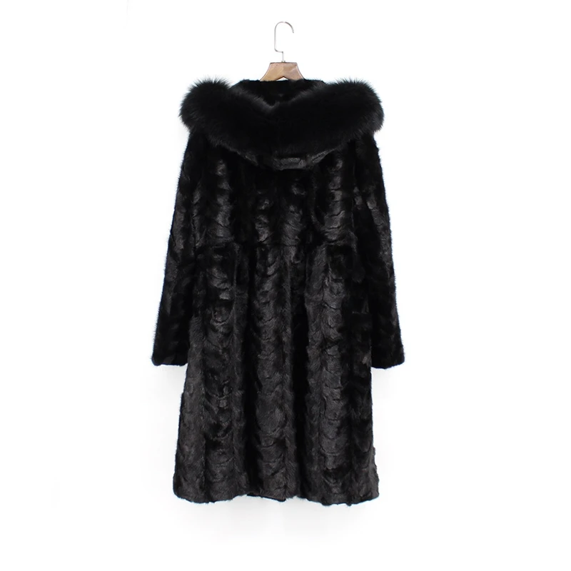 100% genuine natural mink fur coat with hoody long (3)