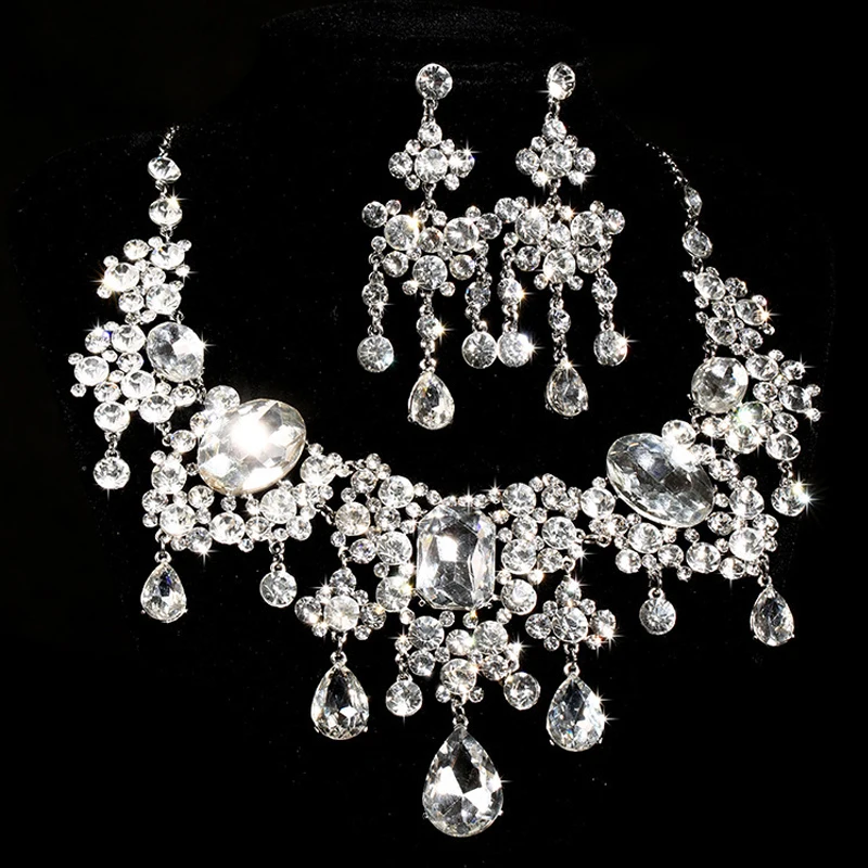 Gorgeous Design Dazzling Disperse Stone Drop Pear Shape Clear Color Cubic Rhinestone Crystal Bridal Jewelry Set for Party Gifts
Gorgeous Design Dazzling Disperse Stone Drop Pear Shape Clear Color Cubic Rhinestone Crystal Bridal Jewelry Set for Party Gifts