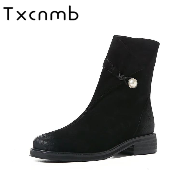 TXCNMB Boots Women Ankle Boots Genuine Leather Autumn Winter Warm Square Heels Round Toe Elegant Office Lady Shoes Woman
TXCNMB Boots Women Ankle Boots Genuine Leather Autumn Winter Warm Square Heels Round Toe Elegant Office Lady Shoes Woman