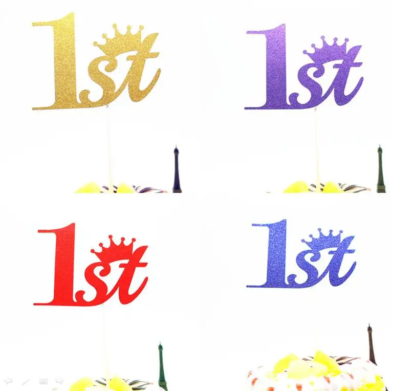 1pc Multi Colors Baby Happy Birthday Flag Topper 1st Flags For Wedding Birthday Party Cake Baking Xmas Decor Supplies