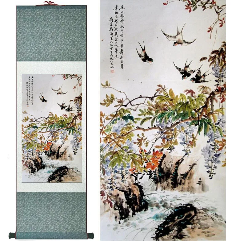 Spring painting Home Office Decoration Chinese scroll painting birds and tree painting swallow paintingPrinted painting
Spring painting Home Office Decoration Chinese scroll painting birds and tree painting swallow paintingPrinted painting