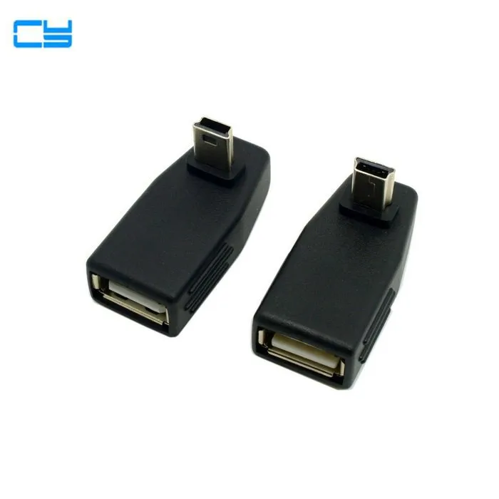 2шт 90 градусов вверх и вниз прямоугольный мини USB Тип B к Женский OTG адаптер для
