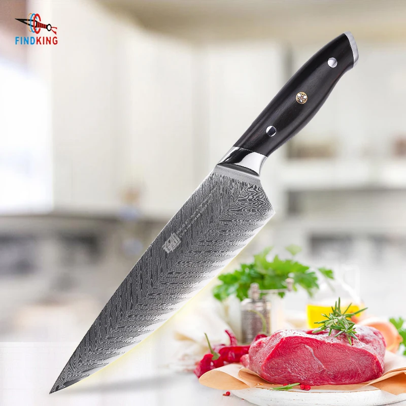 FINDKING AUS-10 damascus steel Ebony Handle arrow pattern Professional 8 inch Gyuto Knife Kitchen Chef Knife
FINDKING AUS-10 damascus steel Ebony Handle arrow pattern Professional 8 inch Gyuto Knife Kitchen Chef Knife