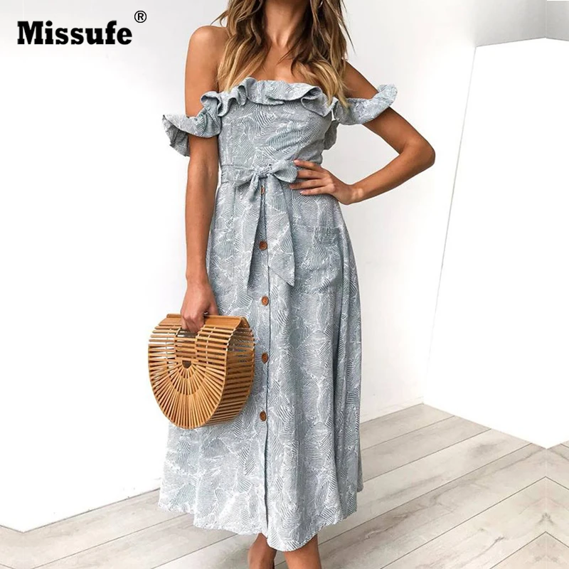 Missufe Ladies Slash Neck Sexy Backless A Line Casual Dress With Pockets Ruffles Button Bow Tie Mid-Length Summer Dresses Women
Missufe Ladies Slash Neck Sexy Backless A Line Casual Dress With Pockets Ruffles Button Bow Tie Mid-Length Summer Dresses Women