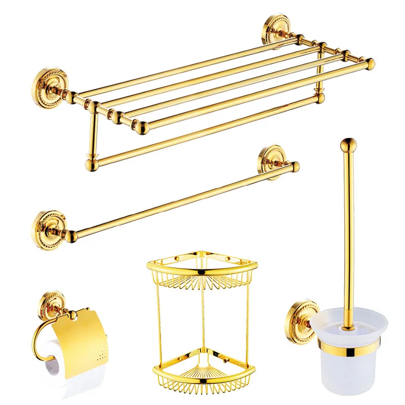 Golden towel rack set copper bath towel rack continental shelf toilet bathroom hangs free combinations Bath Hardware Sets
Golden towel rack set copper bath towel rack continental shelf toilet bathroom hangs free combinations Bath Hardware Sets