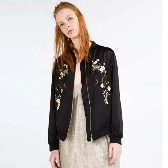 Nice Harajuku Bird Plum Flower Embroidery Jacket New Women Contrast Color Floral Bomber Jacket Coat Pilots Outerwear Black
Nice Harajuku Bird Plum Flower Embroidery Jacket New Women Contrast Color Floral Bomber Jacket Coat Pilots Outerwear Black