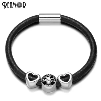 REAMOR Heart & Tree of Life Women Bracelets Stainless steel Beads Bangles PU Leather Charms Bracelet with Magnet Clasps
REAMOR Heart & Tree of Life Women Bracelets Stainless steel Beads Bangles PU Leather Charms Bracelet with Magnet Clasps