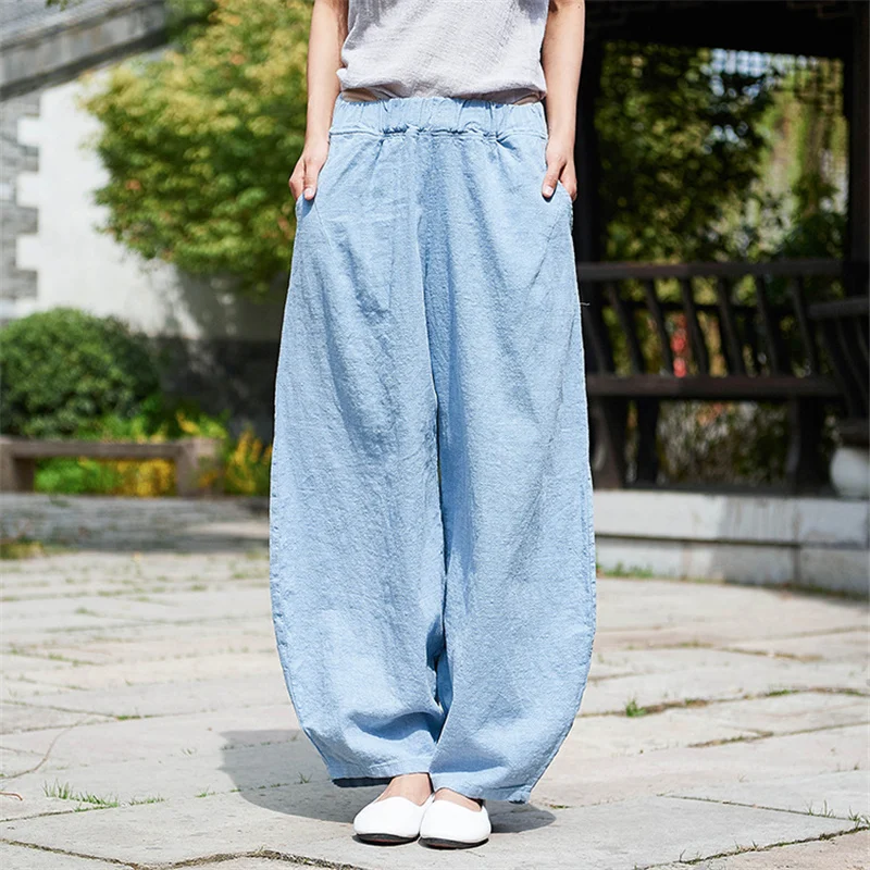 New Style Casual Cotton Linen Trouser Elastic Waist Women Pants Spring Solid Color Chinese Style Harem Pants
New Style Casual Cotton Linen Trouser Elastic Waist Women Pants Spring Solid Color Chinese Style Harem Pants