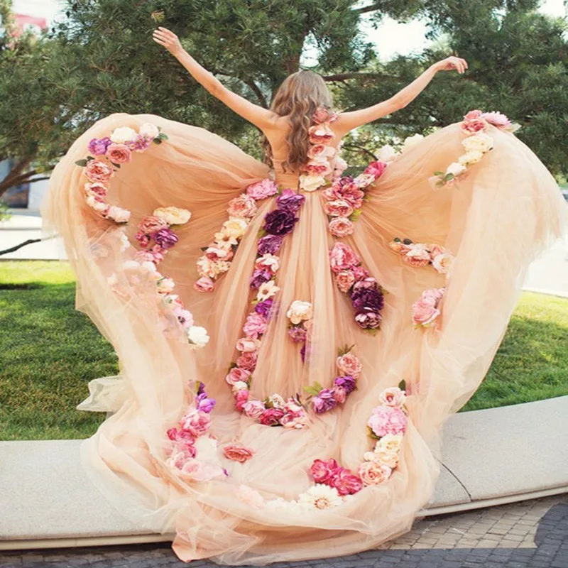 Gorgeous Champagne Prom Dress 2019 Floral Handmade Flowers Puffy Prom Dresses Ball Gowns Tulle Evening Pageant Gowns For Women
Gorgeous Champagne Prom Dress 2019 Floral Handmade Flowers Puffy Prom Dresses Ball Gowns Tulle Evening Pageant Gowns For Women