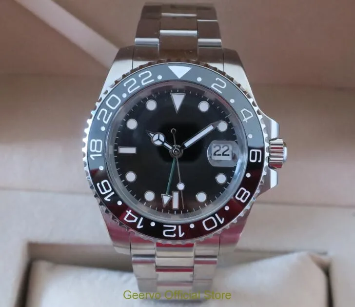 Sapphire crystal 40mm GEERVO black dial Asian Automatic Self-Wind movement Ceramic bezel GMT luminous men's watch 12
Sapphire crystal 40mm GEERVO black dial Asian Automatic Self-Wind movement Ceramic bezel GMT luminous men's watch 12