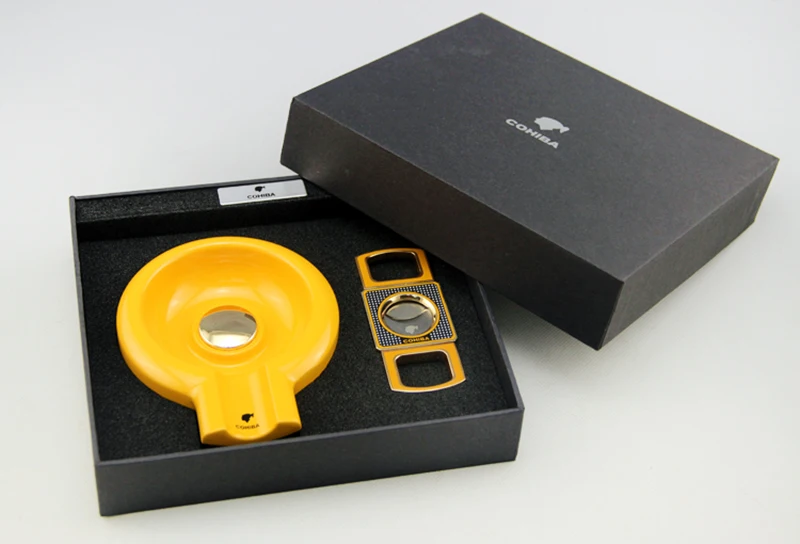 COHIBA Fashion Cigar Set Stainless Steel Sharp Dual Blades Cigar Cutter/ Scissors and Round Cigar Ashtray , with Gift Box
COHIBA Fashion Cigar Set Stainless Steel Sharp Dual Blades Cigar Cutter/ Scissors and Round Cigar Ashtray , with Gift Box