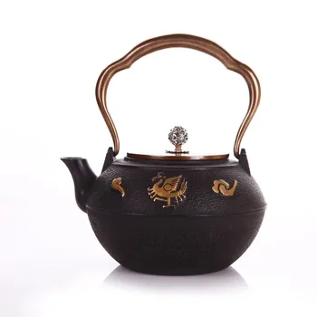 

hot 1200ML Phoenix Cast Iron Tea pot Set Japanese Teapot Tetsubin Kettle With Metal Net Filter Kung Fu Tea Infuser Authentic