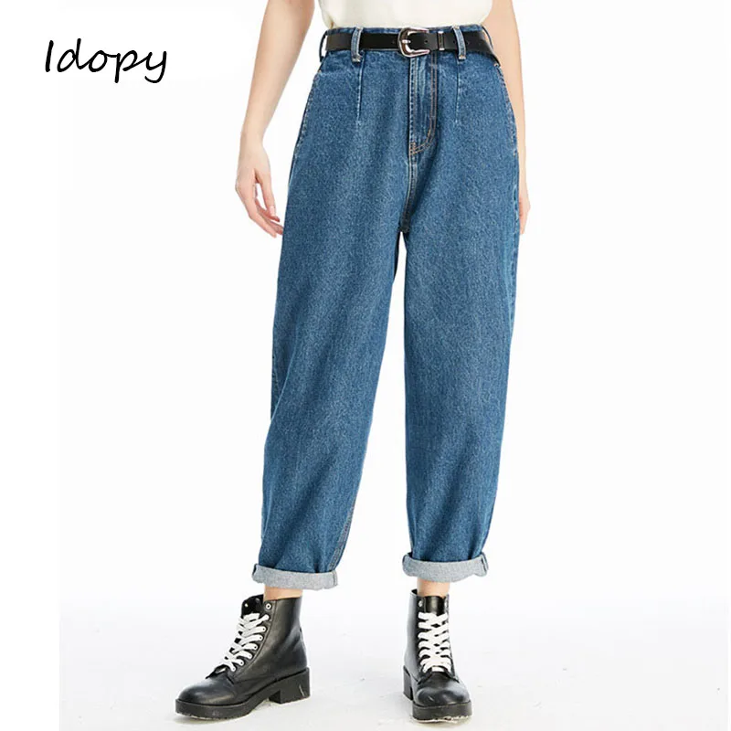 Женские повседневные винтажные свободные джинсы Idopy джинсовые брюки для женщин |