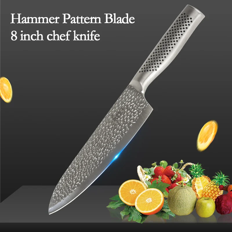 High Quality 8 inch 7CR17MOV Kitchen Knife Professional Chef Knife Hammer Veins Pattern Stainless Steel Cooking Tool Knife
High Quality 8 inch 7CR17MOV Kitchen Knife Professional Chef Knife Hammer Veins Pattern Stainless Steel Cooking Tool Knife