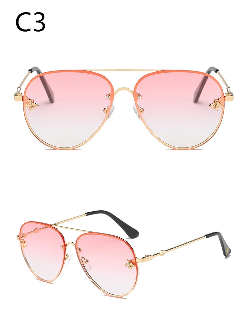 ASOUZ 2019 new fashion ladies sunglasses UV400 metal oval frame bee sunglasses classic brand design sports driving sunglasses (3)