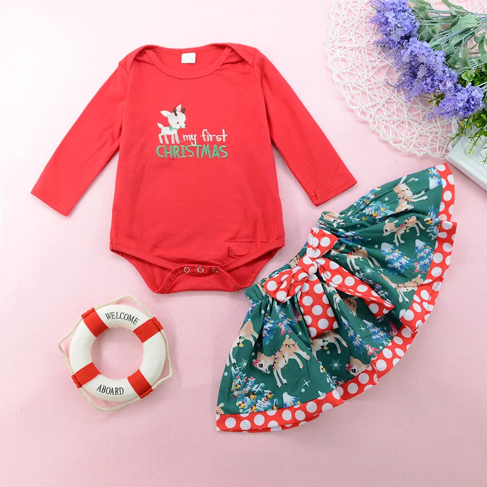 Hot sale Christmas Toddler Baby Girl Long Sleeve Deer And Letter Pattern Romper Dot Tutu Skirt Dresses Two-pieces kids Clothing
Hot sale Christmas Toddler Baby Girl Long Sleeve Deer And Letter Pattern Romper Dot Tutu Skirt Dresses Two-pieces kids Clothing