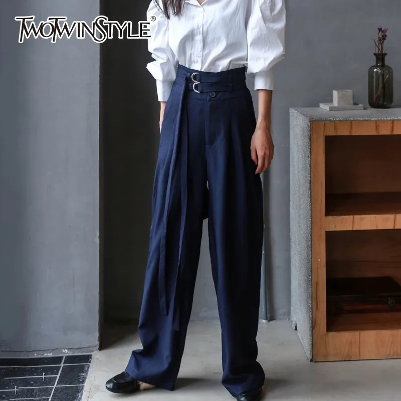 TWOTWINSTYLE Trousers For Women Wide Leg Pants Button Loose Big Size High Waist Full Pant Female 2018 Autumn Fashion Clothing
TWOTWINSTYLE Trousers For Women Wide Leg Pants Button Loose Big Size High Waist Full Pant Female 2018 Autumn Fashion Clothing