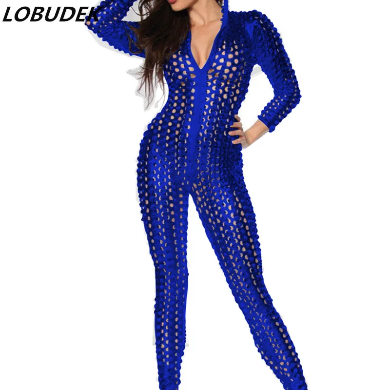 Sexy Blue Perspective Zipper Leather Jumpsuit 5 Colors Women Hole Catsuits Nightclub DJ Pole Dancing Costume Jazz DS Stage Wears
Sexy Blue Perspective Zipper Leather Jumpsuit 5 Colors Women Hole Catsuits Nightclub DJ Pole Dancing Costume Jazz DS Stage Wears