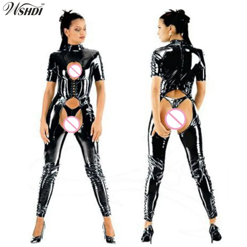 Sexy Women Black Wet Look Catsuit Bodycon Open Crotch PVC Latex Jumpsuit Faux Leather Bodysuit Nightclub DS Dance Costume
Sexy Women Black Wet Look Catsuit Bodycon Open Crotch PVC Latex Jumpsuit Faux Leather Bodysuit Nightclub DS Dance Costume