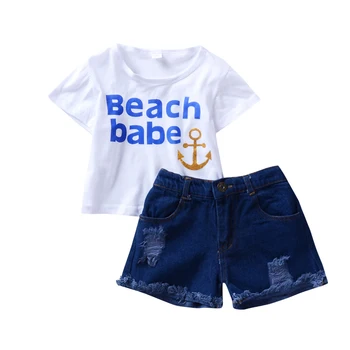 New Arrival Kids Girls Summer Clothes White Anchor Short Sleeve T-Shirt and Denim Shorts 2 pieces Clothing Sets for Girl 1-5Y
New Arrival Kids Girls Summer Clothes White Anchor Short Sleeve T-Shirt and Denim Shorts 2 pieces Clothing Sets for Girl 1-5Y
