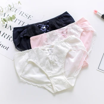 Japanese cotton underwear lace girl crisp ribbon bow tie cotton fabric string culotte femme majtki damskie bielizna damska
Japanese cotton underwear lace girl crisp ribbon bow tie cotton fabric string culotte femme majtki damskie bielizna damska