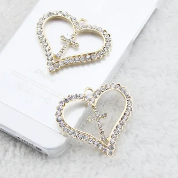 5pcs Trendy 38*44mm Heart Cross Rhinestone Pendant Gold-colour Charms For DIY hand made fit Necklace bracelte diy craft
5pcs Trendy 38*44mm Heart Cross Rhinestone Pendant Gold-colour Charms For DIY hand made fit Necklace bracelte diy craft