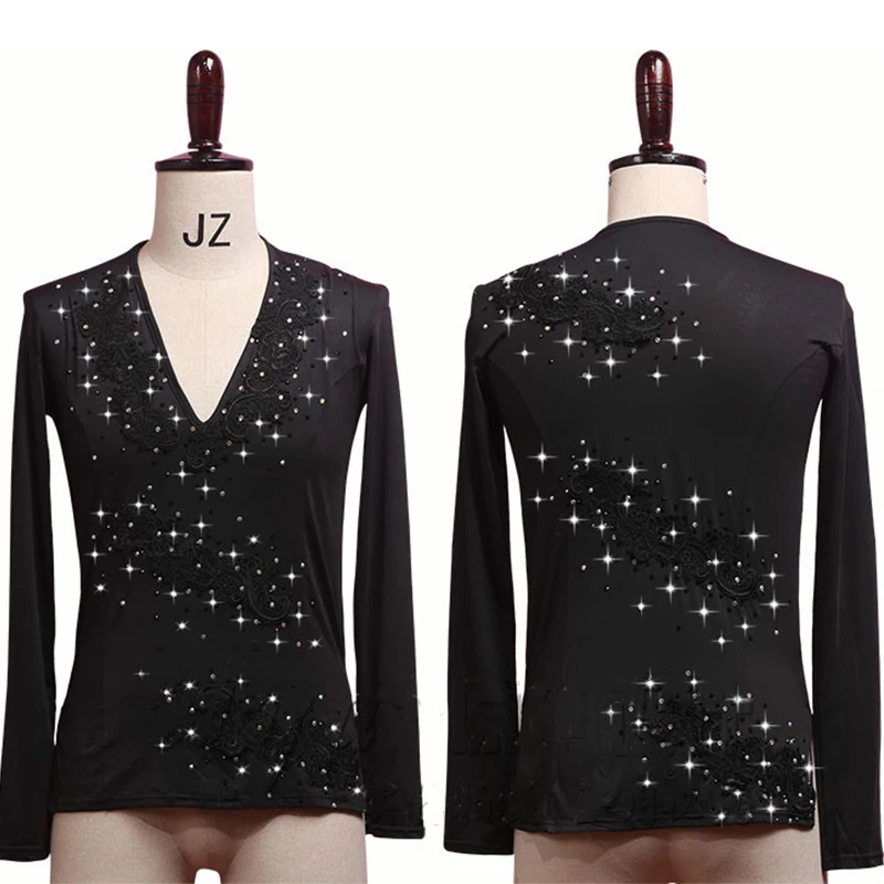 Latin Dance Shirts Men Long Sleeve V Neck Tops Embroidered Shiny Rhinestones Dancing Shirts Male Competition Show Wear DN3532
Latin Dance Shirts Men Long Sleeve V Neck Tops Embroidered Shiny Rhinestones Dancing Shirts Male Competition Show Wear DN3532