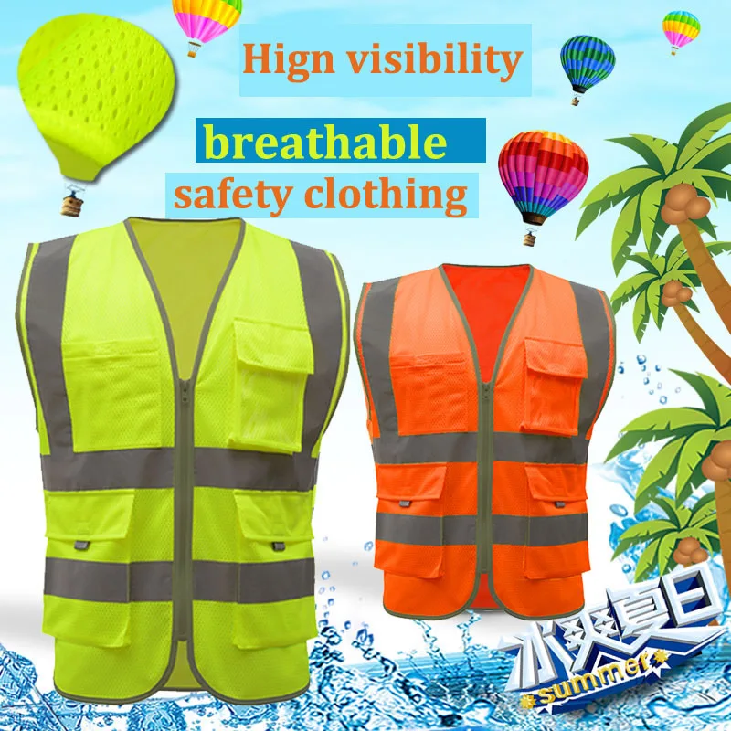 high visibility reflective Summer workwear warning Breathable cooling mesh fabric Safety vests work clothes for men
high visibility reflective Summer workwear warning Breathable cooling mesh fabric Safety vests work clothes for men