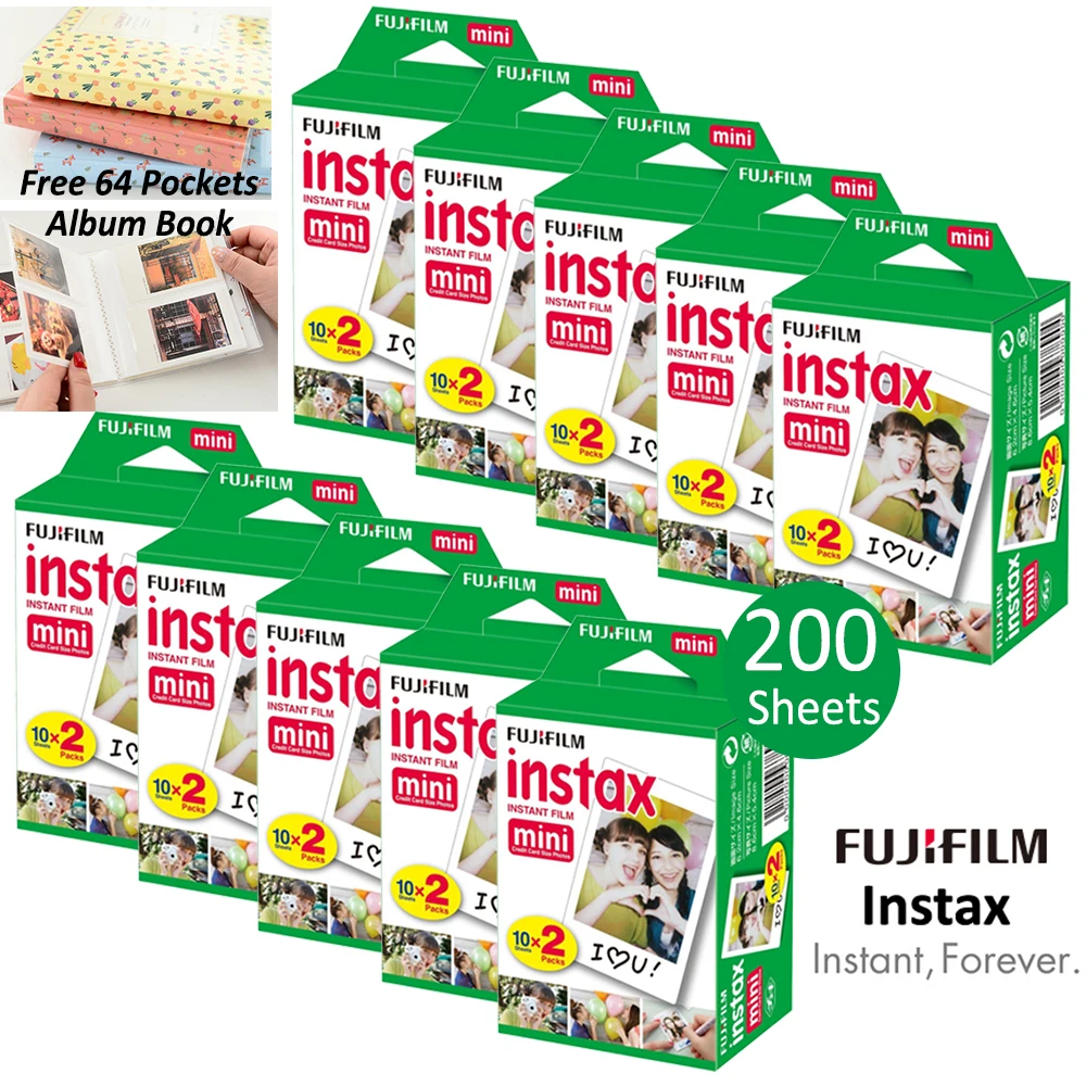 Fujifilm Instax Mini Film 200 Shots Photos Papers White Edge Frame For Instax Mini 9 50s 70 90 Camera SP-2 /SP-1 + Free Album
Fujifilm Instax Mini Film 200 Shots Photos Papers White Edge Frame For Instax Mini 9 50s 70 90 Camera SP-2 /SP-1 + Free Album