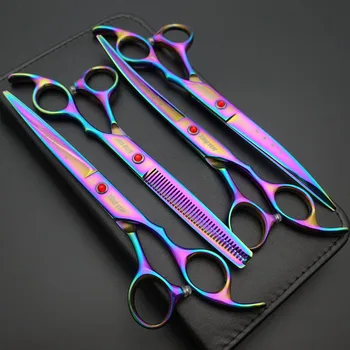 7 inch Titanium Rainbow Professional Pet Grooming Scissors set,Straight & Thinning & Curved scissors 4pcs set,Dog grooming,D347
7 inch Titanium Rainbow Professional Pet Grooming Scissors set,Straight & Thinning & Curved scissors 4pcs set,Dog grooming,D347