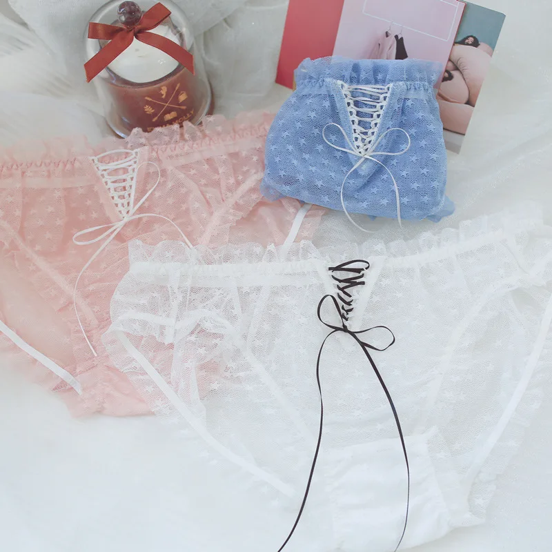 Sexy Lace Mesh Women Underwear Hollow Transparent Ribbon Breathable Female Panties Star Print Low Waist Girl Breifs Lingerie
Sexy Lace Mesh Women Underwear Hollow Transparent Ribbon Breathable Female Panties Star Print Low Waist Girl Breifs Lingerie