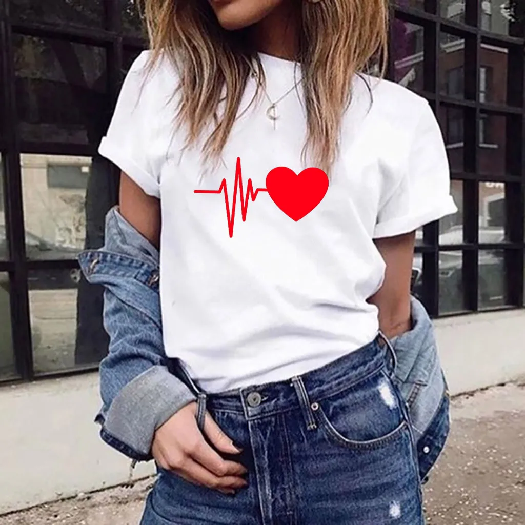 Fashion tee shirt femme streetwear Women's Loose Short-Sleeved Heart Print T-Shirt Casual O-Neck Top4.221
Fashion tee shirt femme streetwear Women's Loose Short-Sleeved Heart Print T-Shirt Casual O-Neck Top4.221