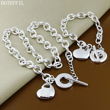 DOTEFFIL 925 Sterling Silver Charm Heart 18 inch Chian Necklace 8 inch Bracelet Set For Women Wedding Engagement Party Jewelry
DOTEFFIL 925 Sterling Silver Charm Heart 18 inch Chian Necklace 8 inch Bracelet Set For Women Wedding Engagement Party Jewelry