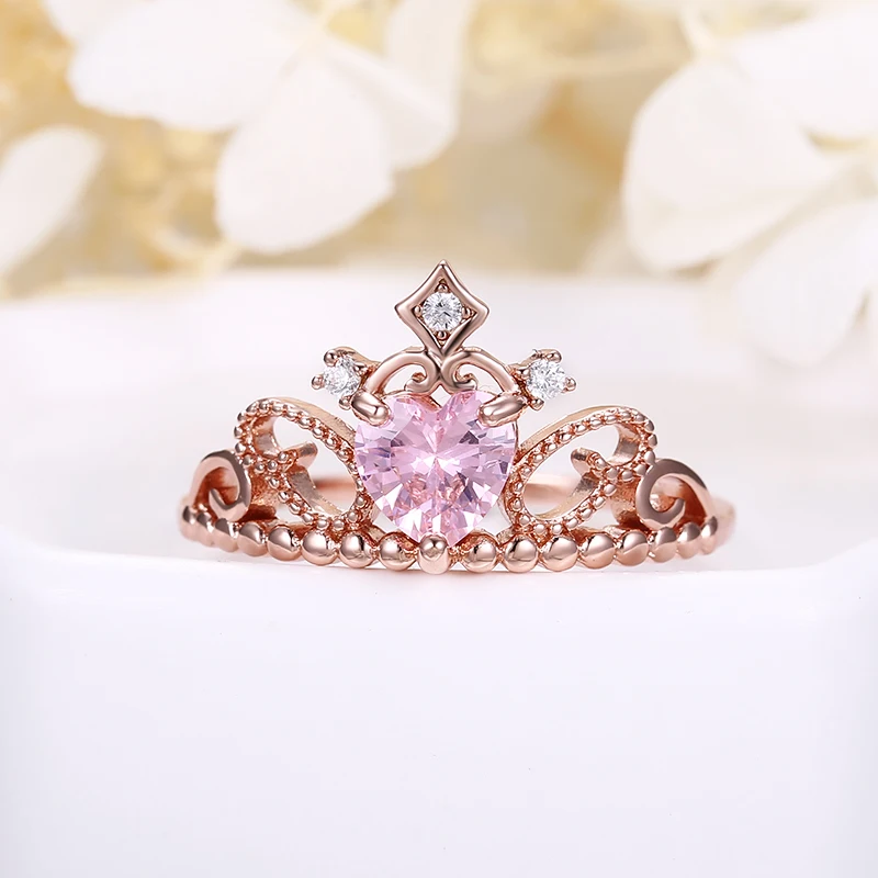 Delicate Princess Crown Ring Rose Gold Color Plated AAA Cubic Zircon Heart Shape Rings Jewelry
Delicate Princess Crown Ring Rose Gold Color Plated AAA Cubic Zircon Heart Shape Rings Jewelry