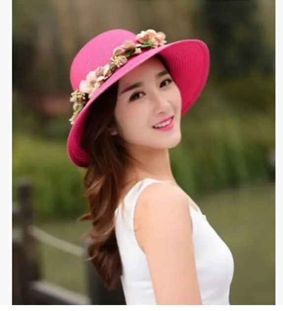 

NEW Women Grass Braid Wide Brim hats Floppy Summer UV Protection Beach Sun Hat Dome fishing Cap bucket hat summer 4colors #3847