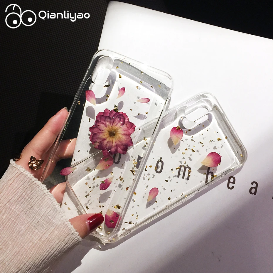 Qianliyao Real Dried Flower Phone Case For iPhone X XS Max XR 6 6S 7 8 Plus Rose Floral petal Transparent Soft TPU Back Cover
Qianliyao Real Dried Flower Phone Case For iPhone X XS Max XR 6 6S 7 8 Plus Rose Floral petal Transparent Soft TPU Back Cover