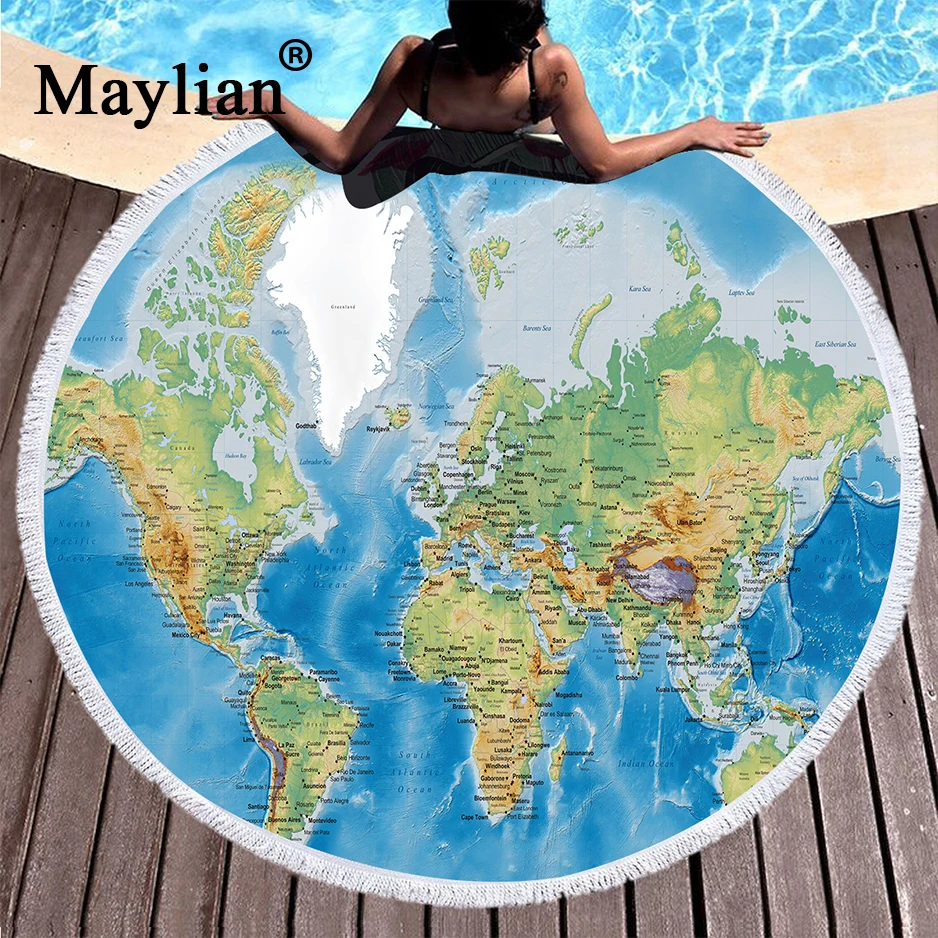 Yoga Mat Large Round Beach Towel Adults Boys With Tassel World Map Summer Bath Towel Printed Microfiber 150cm T91
Yoga Mat Large Round Beach Towel Adults Boys With Tassel World Map Summer Bath Towel Printed Microfiber 150cm T91