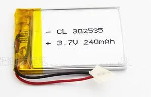 3.7v 240mah 302535 polymer lithium li-po rechargeable battery for MP3 MP4 GPS recorder PSP toy speaker
3.7v 240mah 302535 polymer lithium li-po rechargeable battery for MP3 MP4 GPS recorder PSP toy speaker