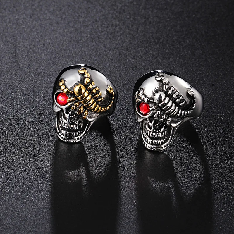 Fashion popular jewelry stainless steel gold scorpion skull ring men ring finger factory direct
Fashion popular jewelry stainless steel gold scorpion skull ring men ring finger factory direct