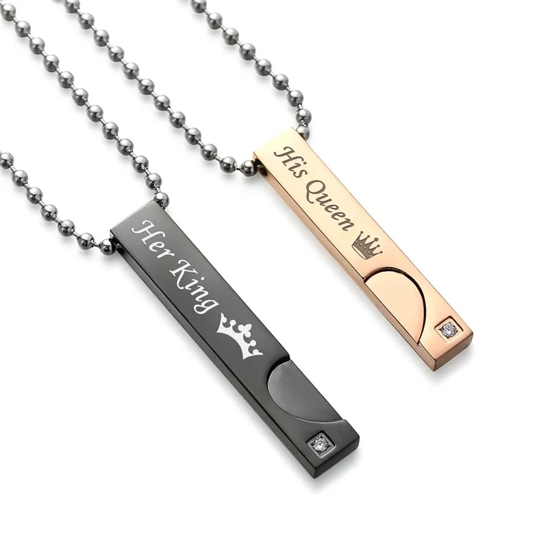 AZIZ BEKKAOUI Couple Necklaces with Box Best Gift Necklace For Lover Stainless Steel Men Female Fashion Jewelry Drop Shipping 17