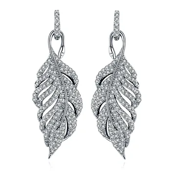 925 Silver Needle Europe Feather Crystal From Swarovskis New Fashion Creative CZ Earrings Classic Retro Micro Set Hot Jewelry
925 Silver Needle Europe Feather Crystal From Swarovskis New Fashion Creative CZ Earrings Classic Retro Micro Set Hot Jewelry