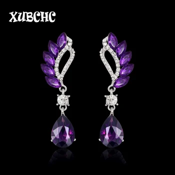 XUBCHC Brand Red Purple Blue Silver Color Wing Dangle Earrings Crystal Water Drop Earrings For Women Fashion Wedding Jewelry
XUBCHC Brand Red Purple Blue Silver Color Wing Dangle Earrings Crystal Water Drop Earrings For Women Fashion Wedding Jewelry
