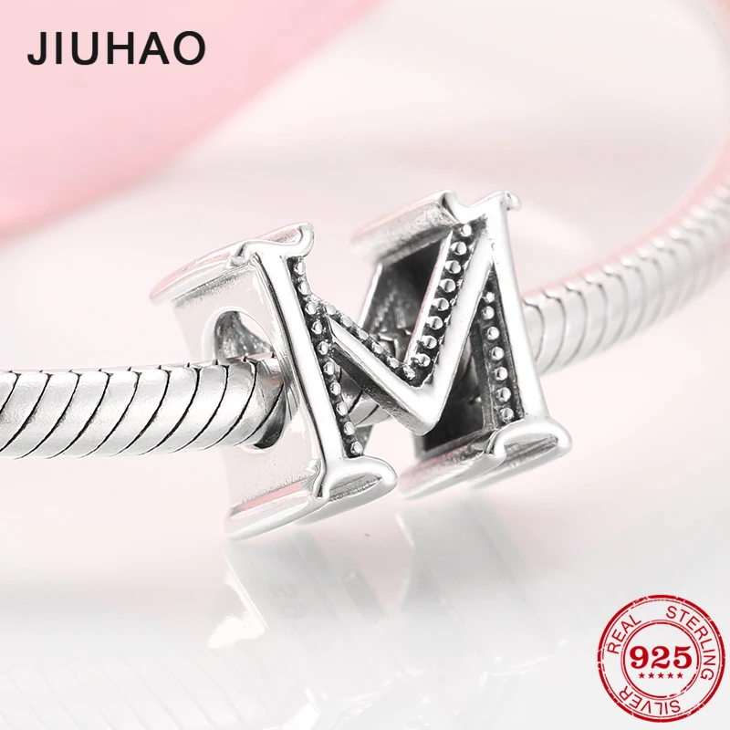 Real 925 Sterling Silver Letter M beads Delicate Alphabet fit Original Pandora Women Charm Bracelet DIY Jewelry Making
Real 925 Sterling Silver Letter M beads Delicate Alphabet fit Original Pandora Women Charm Bracelet DIY Jewelry Making