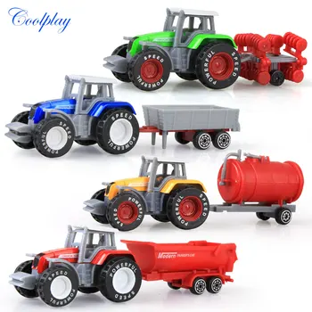 Coolplay 4pcs/set Alloy engineering tractor farm car model