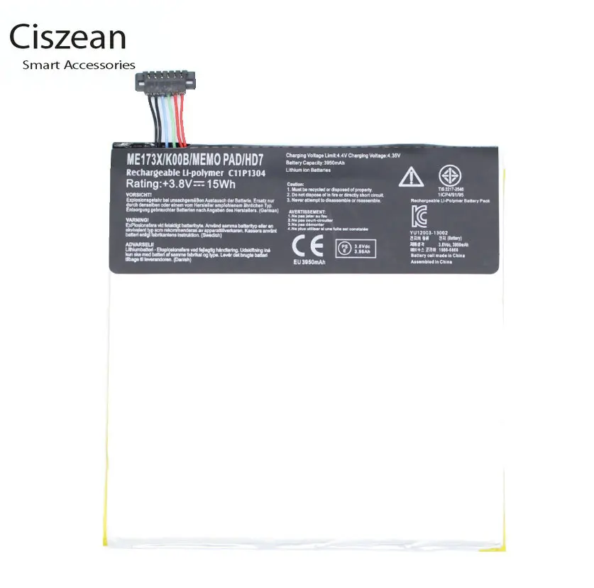 Ciszean 1x 3950mAh C11P1304 Replacement Tablets Battery For Asus MEMO PAD HD 7 ME173X HD7 ME173 K00B Batteries Bateria
Ciszean 1x 3950mAh C11P1304 Replacement Tablets Battery For Asus MEMO PAD HD 7 ME173X HD7 ME173 K00B Batteries Bateria