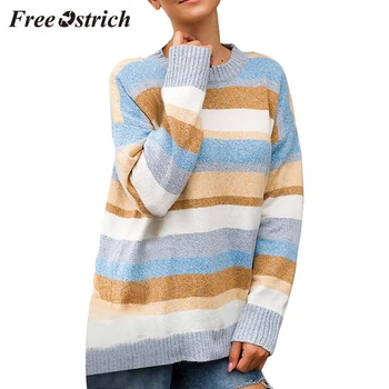 FREE OSTRICH Large size long sleeve head stripe color matching autumn and winter sweater women's knit stitching O-neck sweater
FREE OSTRICH Large size long sleeve head stripe color matching autumn and winter sweater women's knit stitching O-neck sweater
