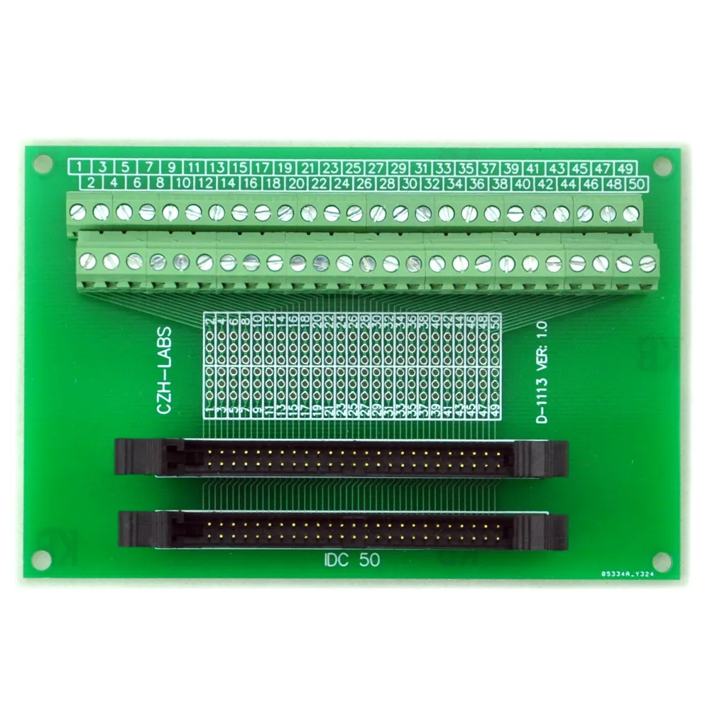 IDC-50 2x25pins 2.0mm Dual Male Header Breakout Board, Screw Terminal Connector.
IDC-50 2x25pins 2.0mm Dual Male Header Breakout Board, Screw Terminal Connector.