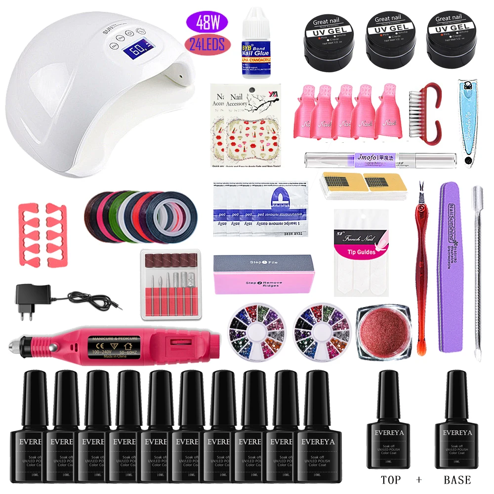108w/80w Led Uv Nail Lamp Choose 12 Color Gel Nail Polish Varnish Acrylic Kit Electric Nail Drill Machine For SUN X Manicure Set
108w/80w Led Uv Nail Lamp Choose 12 Color Gel Nail Polish Varnish Acrylic Kit Electric Nail Drill Machine For SUN X Manicure Set
